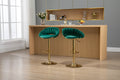 Coolmore Swivel Bar Stools Set Of 2 Adjustable Counter Height Chairs With Footrest For Kitchen, Dining Room 2Pc Set Emerald Polyester