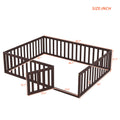 Queen Size Wood Floor Bed Frame With Fence And Door, Walnut Old Sku:Wf289663Aal Walnut Solid Wood