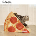 Tinklylife Cat Condo Scratcher Post Cardboard, Looking Well With Delicious Pizza Shape Cat Scratching House Bed Furniture Protector Red Carbon Fiber