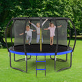 14Ft Outdoor Big Trampoline With Inner Safety Enclosure Net, Ladder, Pvc Spring Cover Padding, For Kids, Black&Blue Color Black Blue Metal