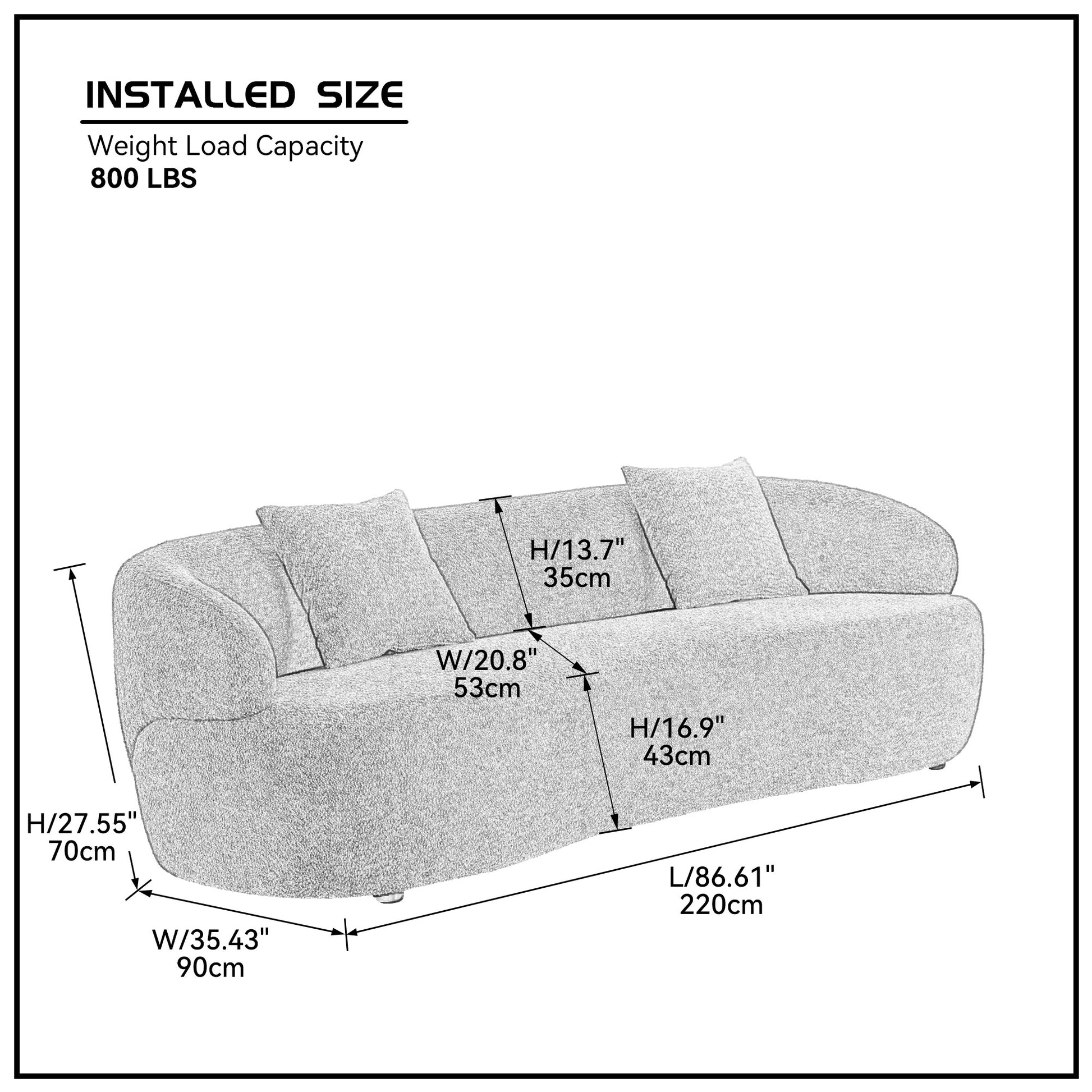 Not Available On Orange Mid Century Modern Curved Sofa, 3 Seat Cloud Couch Boucle Sofa Fabric Couch For Living Room, Bedroom, Office Orange Boucle 3 Seat