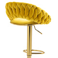 Coolmore Swivel Bar Stools Set Of 2 Adjustable Counter Height Chairs With Footrest For Kitchen, Dining Room 2Pc Set Mustard Yellow Polyester