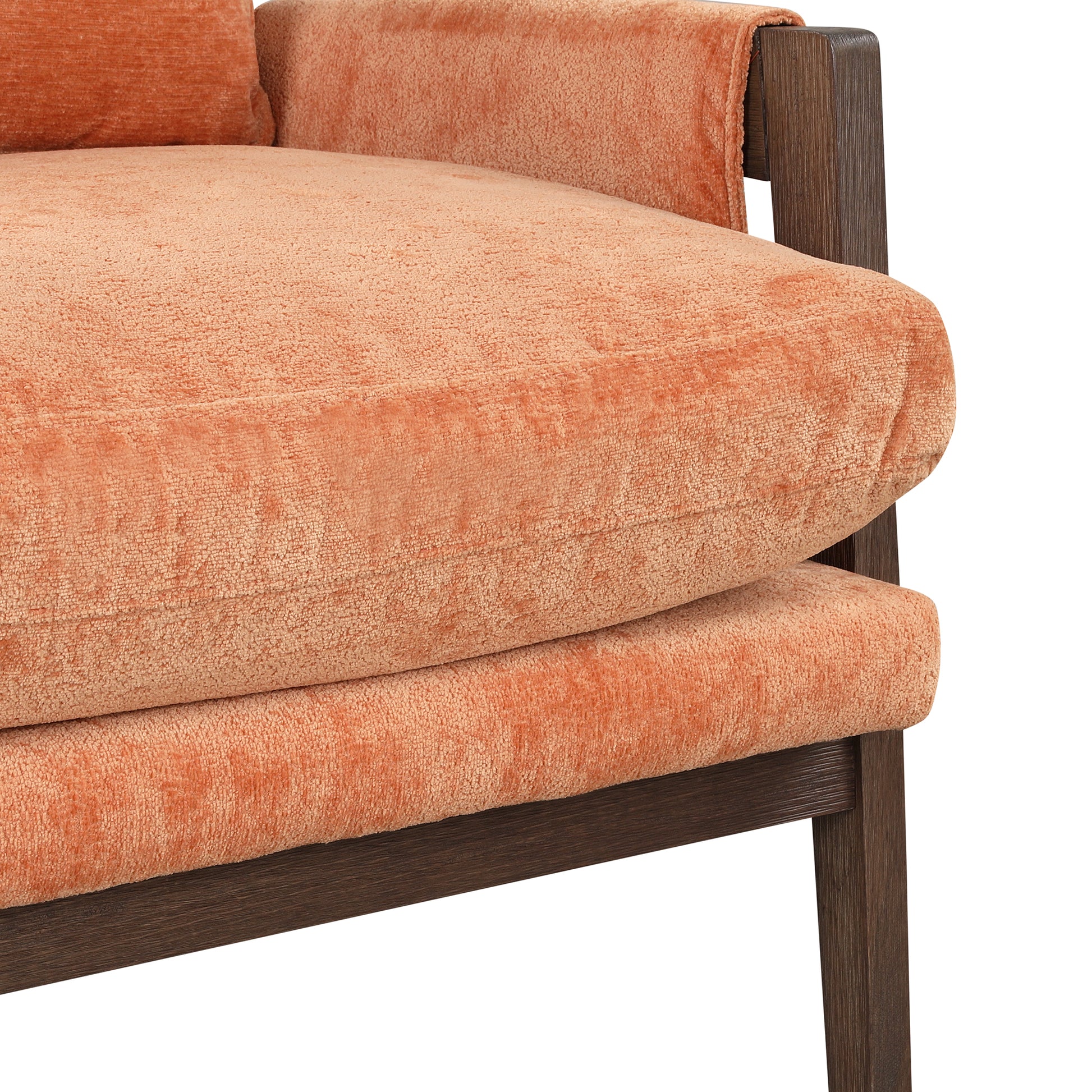 Mid Century Modern Velvet Accent Chair,Leisure Chair With Solid Wood And Thick Seat Cushion For Living Room,Bedroom,Studio,Orange Orange Foam Velvet