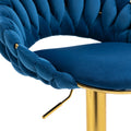 Coolmore Swivel Bar Stools Set Of 2 Adjustable Counter Height Chairs With Footrest For Kitchen, Dining Room 2Pc Set Navy Blue Polyester