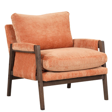 Mid Century Modern Velvet Accent Chair,Leisure Chair With Solid Wood And Thick Seat Cushion For Living Room,Bedroom,Studio,Orange Orange Foam Velvet