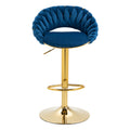 Coolmore Swivel Bar Stools Set Of 2 Adjustable Counter Height Chairs With Footrest For Kitchen, Dining Room 2Pc Set Navy Blue Polyester
