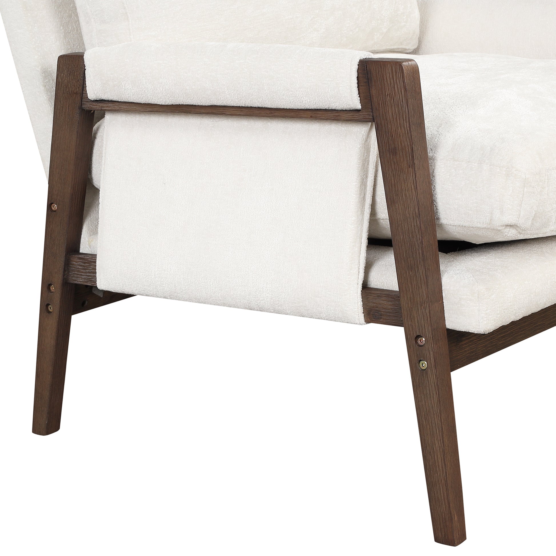 Mid Century Modern Velvet Accent Chair,Leisure Chair With Solid Wood And Thick Seat Cushion For Living Room,Bedroom,Studio,White White Foam Velvet