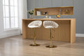 Coolmore Swivel Bar Stools Set Of 2 Adjustable Counter Height Chairs With Footrest For Kitchen, Dining Room 2Pc Set Ivory Polyester