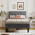 Twin Size Upholstered Platform Bed With 2 Drawers, Gray Gray Upholstered