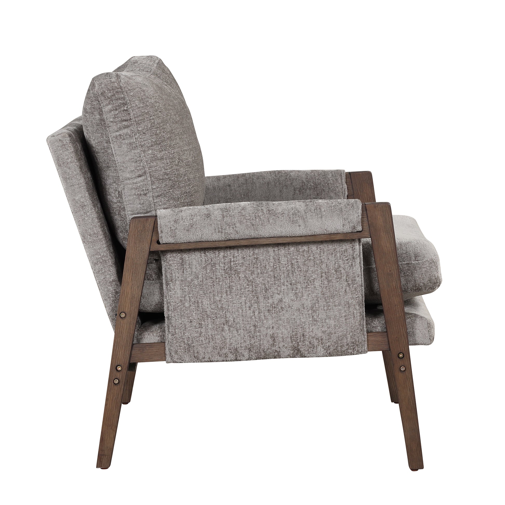 Mid Century Modern Velvet Accent Chair,Leisure Chair With Solid Wood And Thick Seat Cushion For Living Room,Bedroom,Studio,Grey Grey Foam Velvet