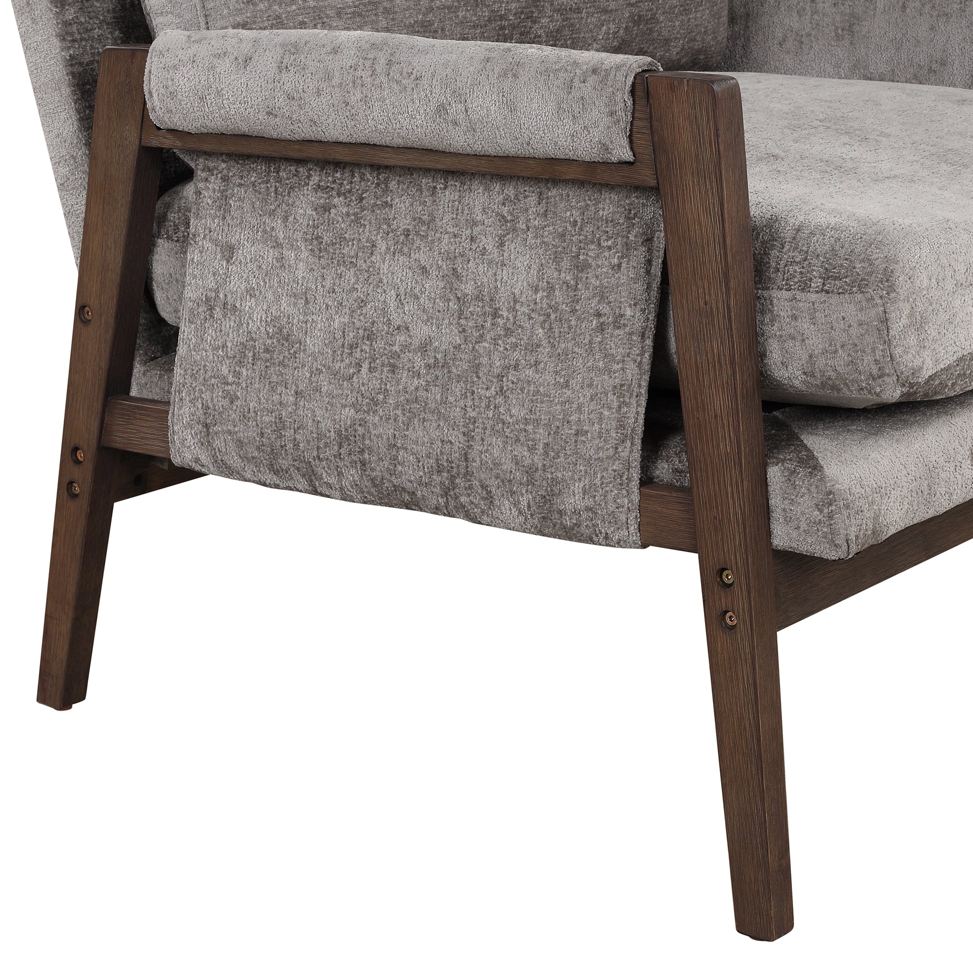 Mid Century Modern Velvet Accent Chair,Leisure Chair With Solid Wood And Thick Seat Cushion For Living Room,Bedroom,Studio,Grey Grey Foam Velvet