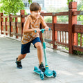 Kick Scooter For Kids, Wheel With Brake, Adjustable Height Handlebar, Lightweight, Aged 3 10, Wide Standing Board Green Aluminium