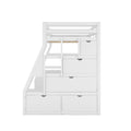 Twin Size Loft Bed With 7 Drawers 2 Shelves And Desk White White Plywood