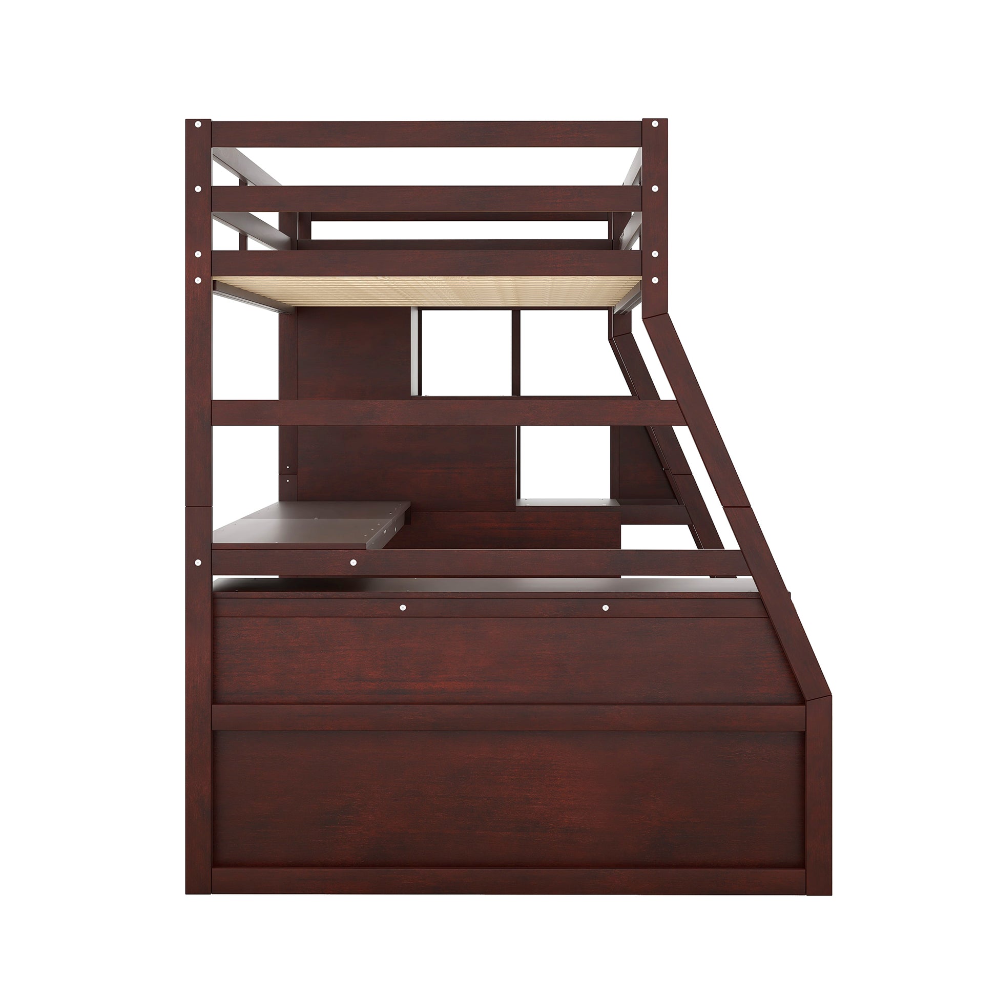 Twin Size Loft Bed With 7 Drawers 2 Shelves And Desk Espresso Espresso Plywood