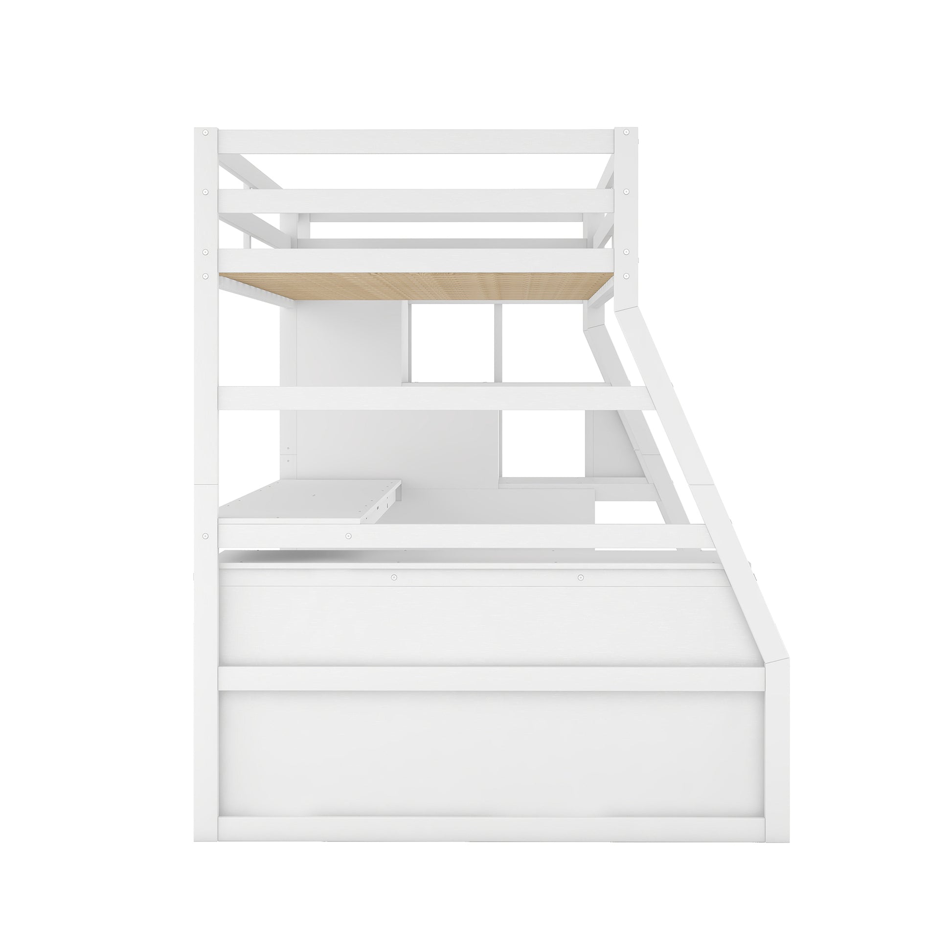 Twin Size Loft Bed With 7 Drawers 2 Shelves And Desk White White Plywood