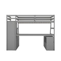 Twin Size Loft Bed With 7 Drawers 2 Shelves And Desk Gray Gray Plywood