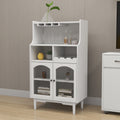 Living Room White Wine Cabinet With Removable Wine Rack And Wine Glass Rack, A Glass Door Cabinet White Mdf
