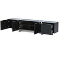 White & Black Contemporary Rectangle Design Tv Stand, Unique Style Tv Console Table For Tvs Up To 80'', Modern Tv Cabinet With High Gloss Uv Surface For Living Room. Black Particle Board