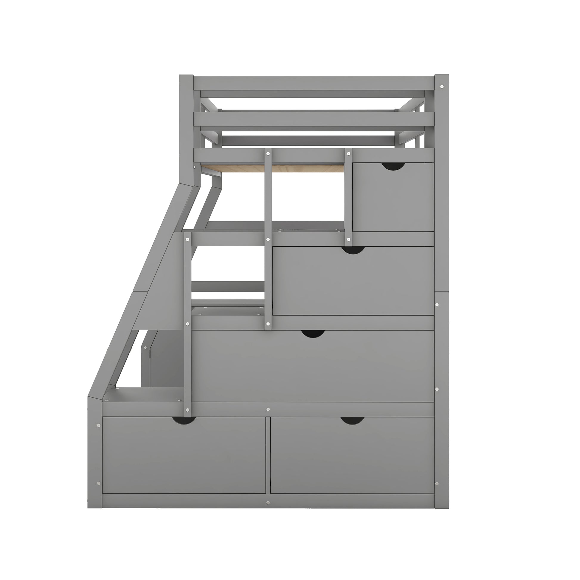 Twin Size Loft Bed With 7 Drawers 2 Shelves And Desk Gray Gray Plywood