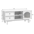 Living Room White Tv Stand With Drawers And Open Shelves, A Cabinet With Glass Doors For Storage White Mdf