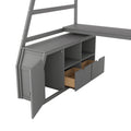 Twin Size Loft Bed With 7 Drawers 2 Shelves And Desk Gray Gray Plywood