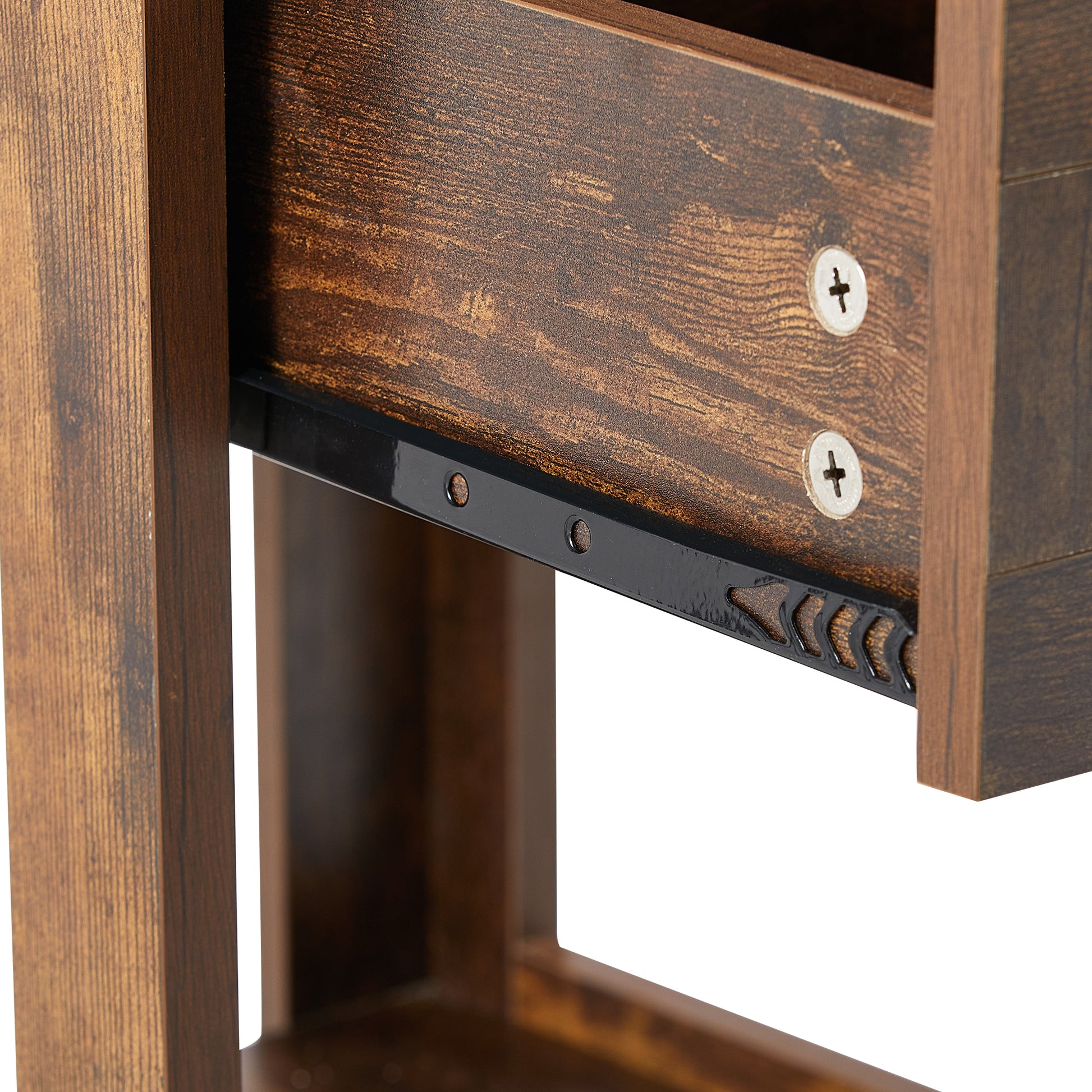15.75" Rattan End Table With Drawer, Modern Nightstand, Side Table For Living Room, Bedroom,Rustic Brown Rustic Brown Mdf
