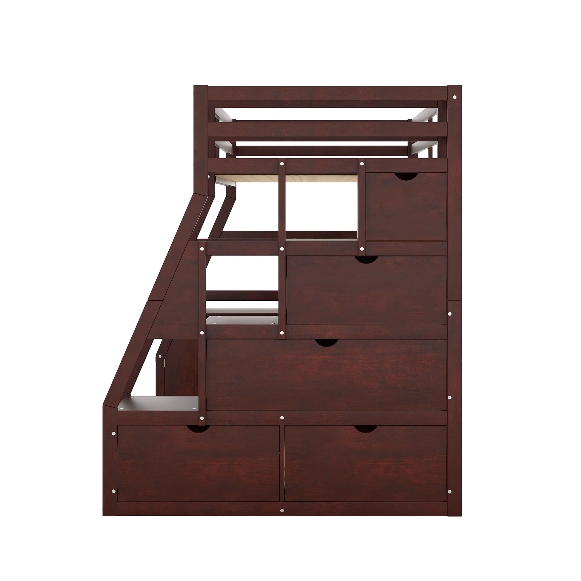 Twin Size Loft Bed With 7 Drawers 2 Shelves And Desk Espresso Espresso Plywood