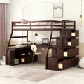 Twin Size Loft Bed With 7 Drawers 2 Shelves And Desk Espresso Espresso Plywood