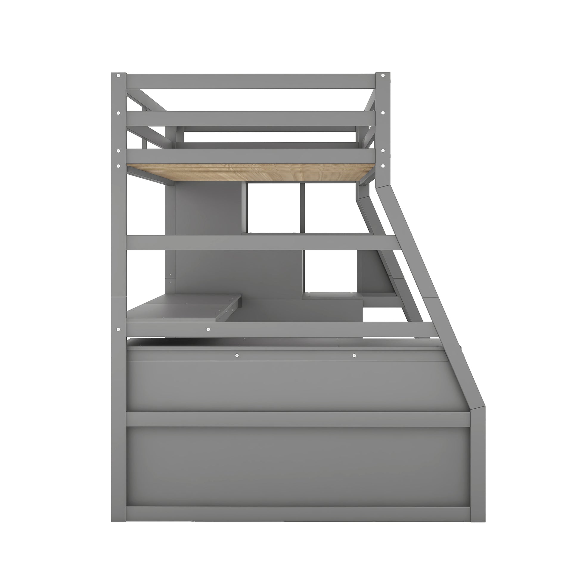 Twin Size Loft Bed With 7 Drawers 2 Shelves And Desk Gray Gray Plywood