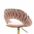 Coolmore Computer Chair Office Chair Adjustable Swivel Chair Fabric Seat Home Study Chair Pink Polyester