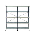 63 Inch Industrial 4 Tier Bookshelf, Particleboard, Metal Frame, Gray, Black Black Gray Metal & Wood