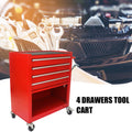 4 Drawers Multifunctional Red Tool Cart With Wheels Red Steel