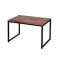 48, 27 Inch 2 Piece Rectangular Wood Nesting Coffee And End Table Set, Sled Metal Base, Brown, Black Walnut Black Metal & Wood