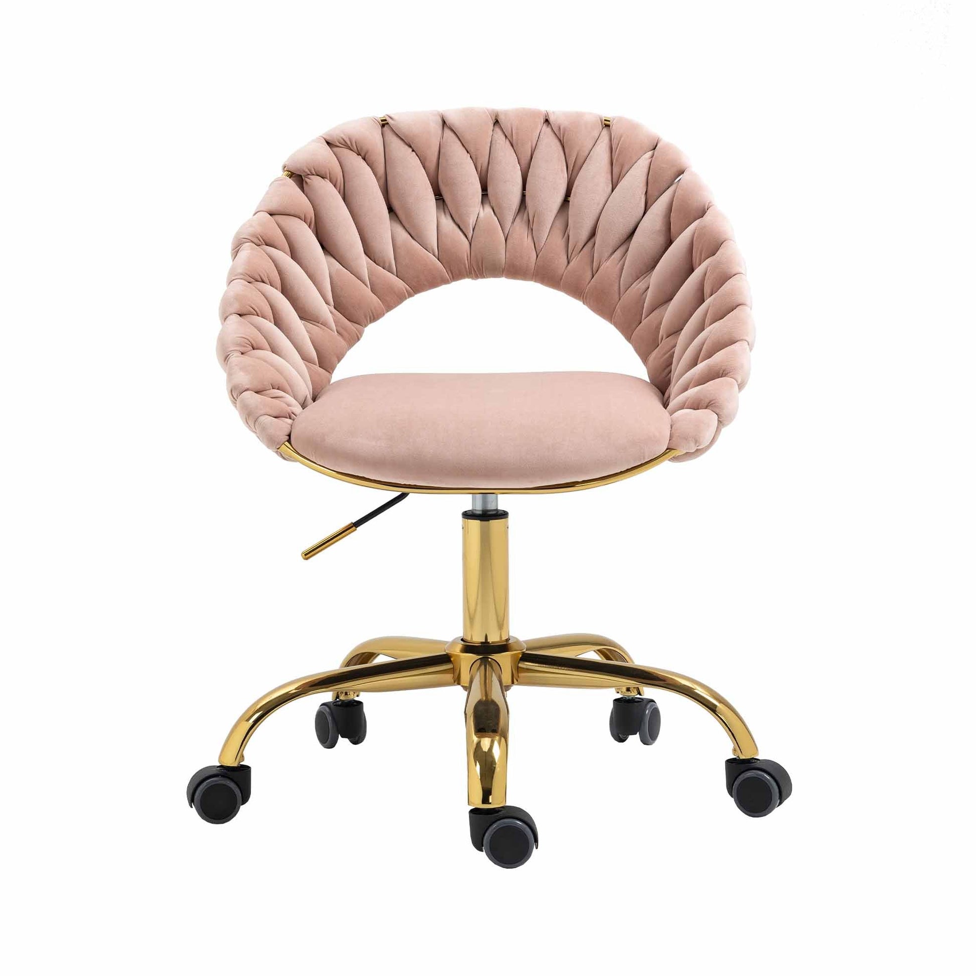 Coolmore Computer Chair Office Chair Adjustable Swivel Chair Fabric Seat Home Study Chair Pink Polyester