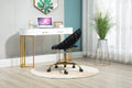 Coolmore Computer Chair Office Chair Adjustable Swivel Chair Fabric Seat Home Study Chair Black Polyester