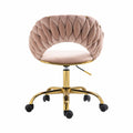 Coolmore Computer Chair Office Chair Adjustable Swivel Chair Fabric Seat Home Study Chair Pink Polyester