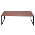 48, 27 Inch 2 Piece Rectangular Wood Nesting Coffee And End Table Set, Sled Metal Base, Brown, Black Walnut Black Metal & Wood