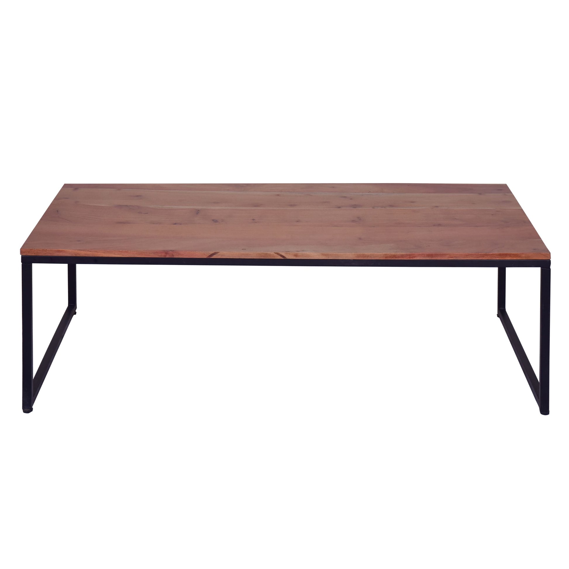 48, 27 Inch 2 Piece Rectangular Wood Nesting Coffee And End Table Set, Sled Metal Base, Brown, Black Walnut Black Metal & Wood