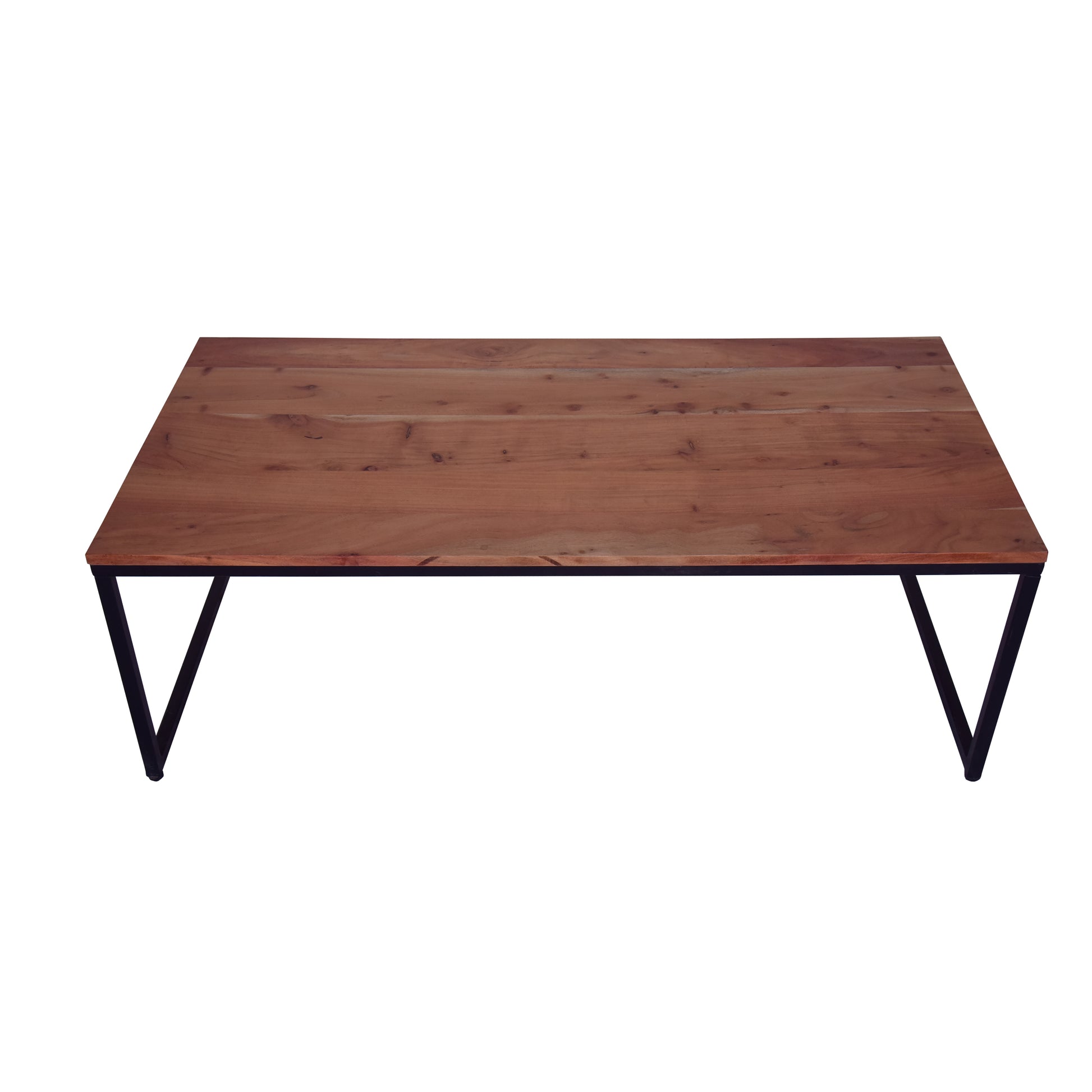 48, 27 Inch 2 Piece Rectangular Wood Nesting Coffee And End Table Set, Sled Metal Base, Brown, Black Walnut Black Metal & Wood