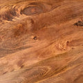 32 Inch Round Coffee Table, Mango Wood Top, Lattice Cut Out Metal Frame, Brown, Black Walnut Black Metal & Wood