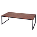 48, 27 Inch 2 Piece Rectangular Wood Nesting Coffee And End Table Set, Sled Metal Base, Brown, Black Walnut Black Metal & Wood
