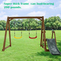 Wood Swing Set For Backyard, 2 In 1 Outdoor Swing Set With Slide, Climbing Rope Ladder Kids Backyard Playset Natural Solid Wood