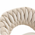 Coolmore Computer Chair Office Chair Adjustable Swivel Chair Fabric Seat Home Study Chair Ivory Polyester