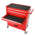 4 Drawers Multifunctional Red Tool Cart With Wheels Red Steel