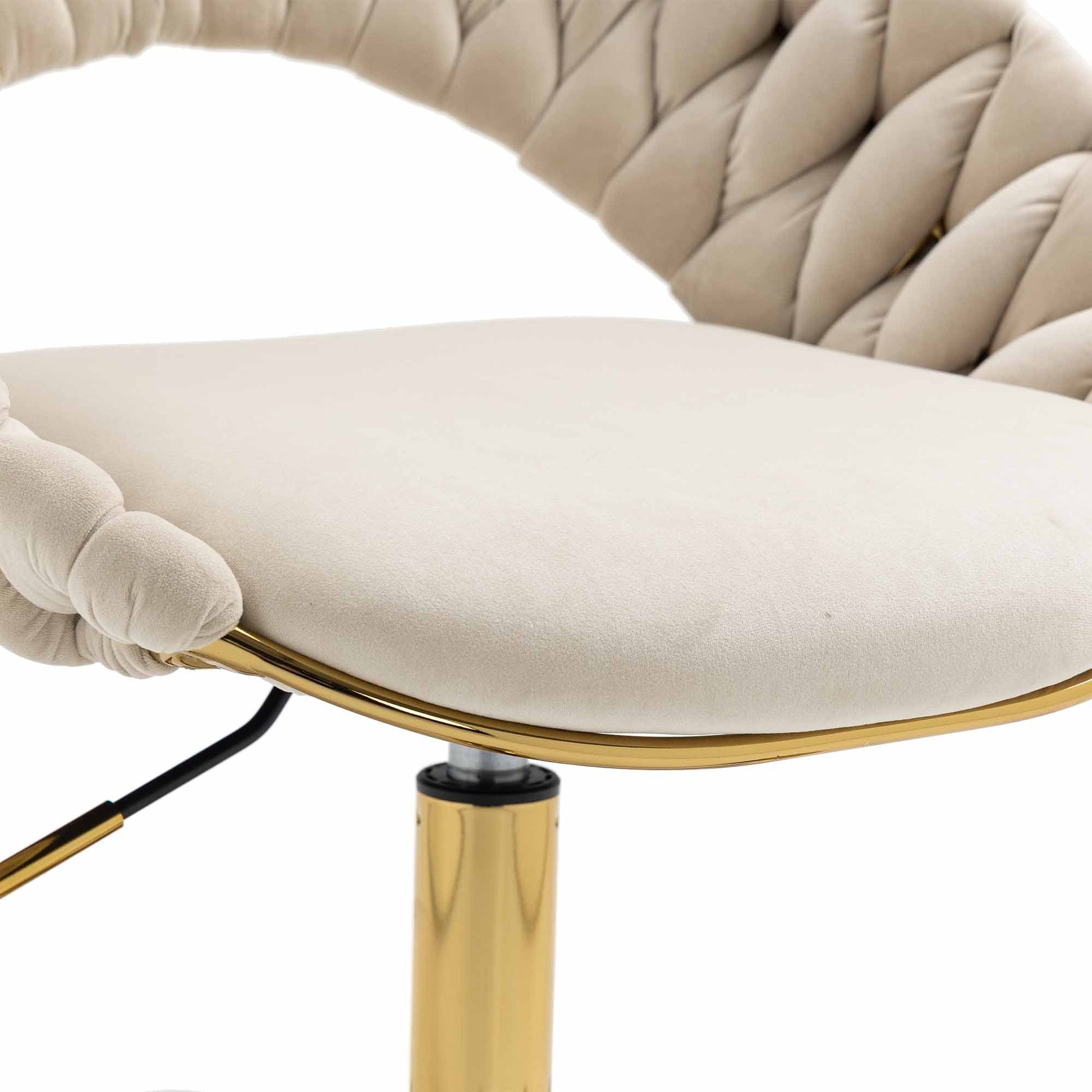 Coolmore Computer Chair Office Chair Adjustable Swivel Chair Fabric Seat Home Study Chair Ivory Polyester