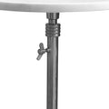 Aluminum Frame Round Side Table With Marble Top And Adjustable Height, White And Silver White Aluminum