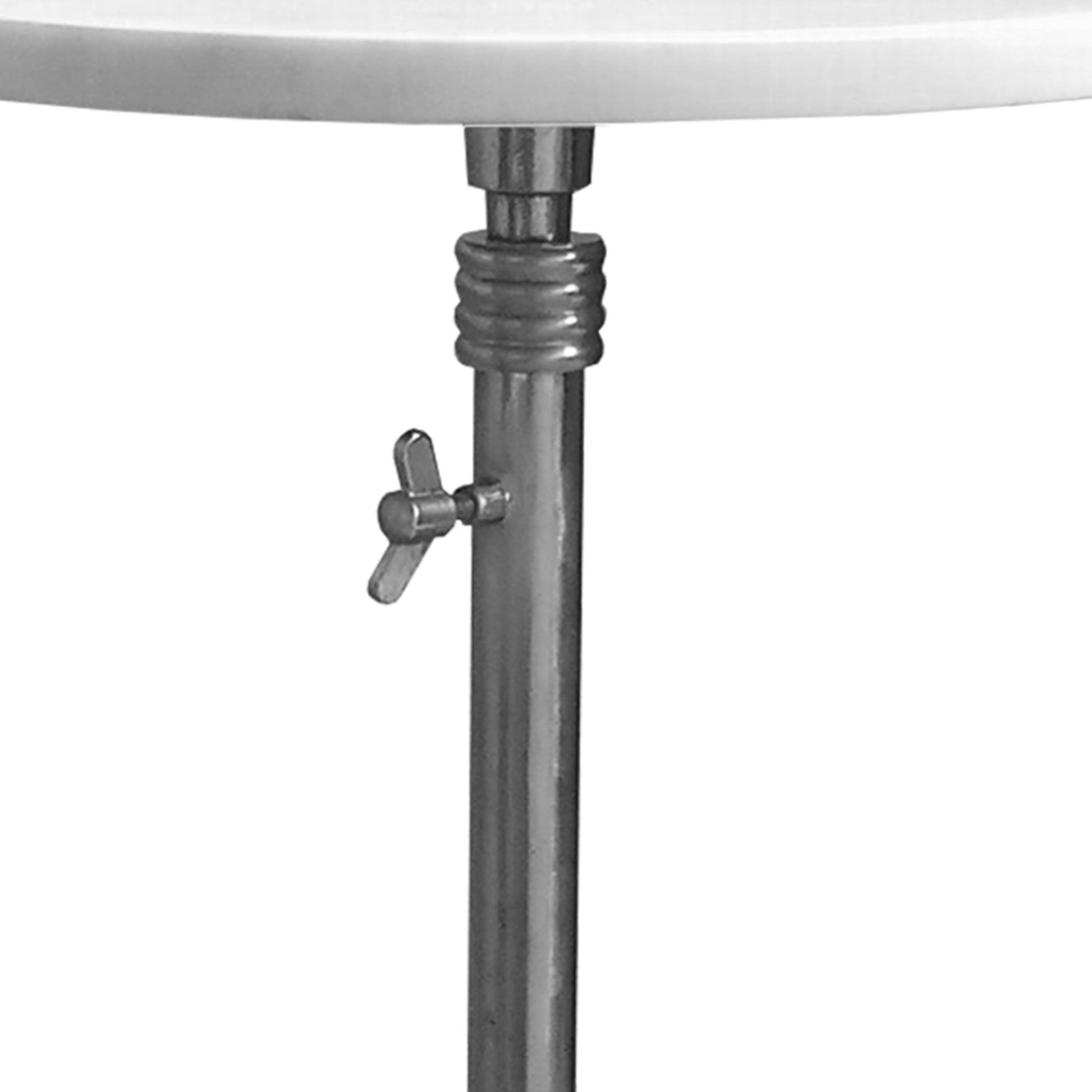 Aluminum Frame Round Side Table With Marble Top And Adjustable Height, White And Silver White Aluminum