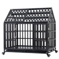 Heavy Duty Dog Cage Pet Crate With Roof Black Carbon Steel