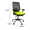 Adjustable Mesh Back Ergonomic Office Swivel Chair With Padded Seat And Casters, Green And Gray Green Metal & Wood