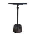 Aluminum Frame Round Side Table With Marble Top And Adjustable Height, Black Black Aluminum